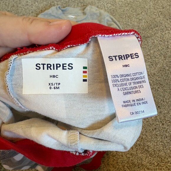 Hudson’s Bay Pyjamas 2 piece PJs 0-6 Months HBC Stripes - Picture 6 of 7